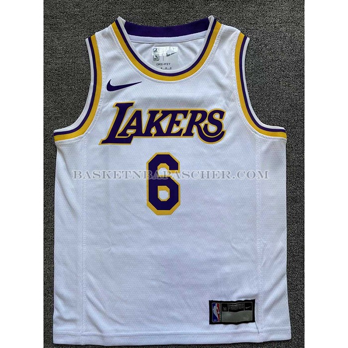 Maillot Enfant Los Angeles Lakers LeBron James NO 6 Association 2022-23 Blanc